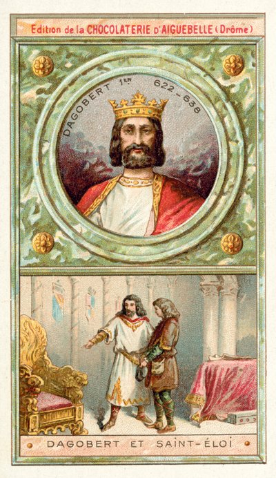 Dagobert I ve St Eloi, 7. Yüzyıl (chromolitho) by French School