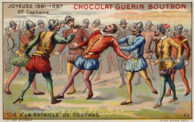 Joyeuse Dükü Anne'nin Coutras Savaşı'nda (chromolitho) ölümü by French School