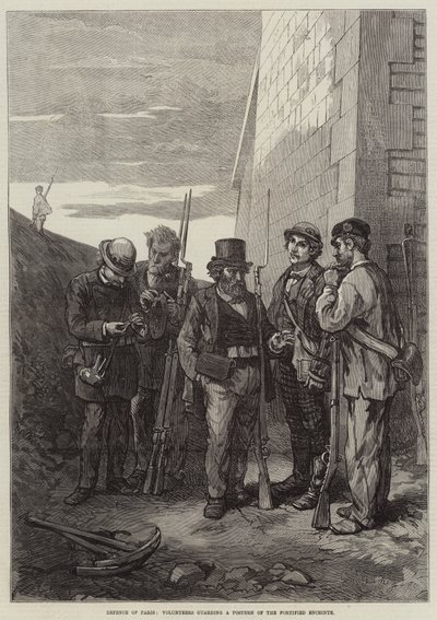 Paris Savunması, Müstahkem Enceinte Posterini koruyan gönüllüler (gravür) by French School