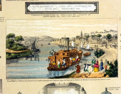 Denis Papin (1647-1712), çarklı vapurunun 1707