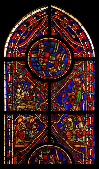 Varennes-Jarcy kilisesinden bir pencerenin bir bölümünü tasvir etmek (aslen Abbey de Gercy