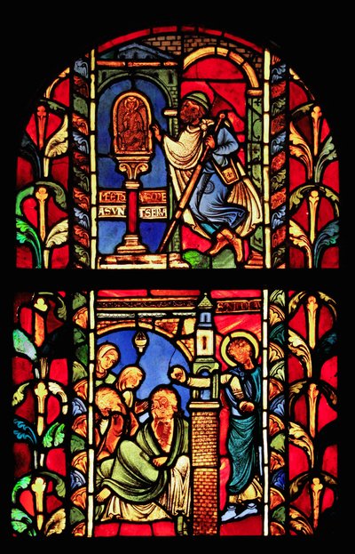 St Nicholas penceresini tasvir etmek (eski Troyes Katedrali) by French School