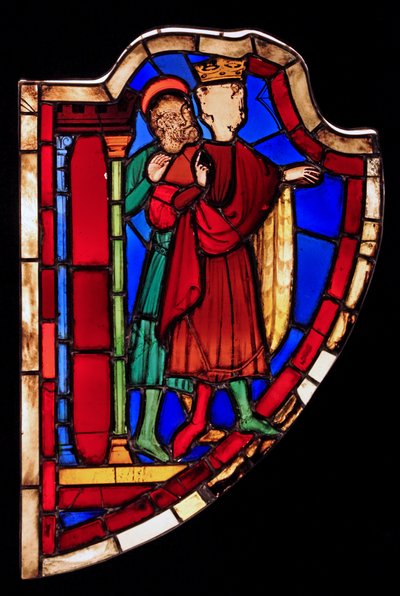 İki kişiyi tasvir eden eski Ste Chapelle (C Körfezi, Esther penceresi) by French School