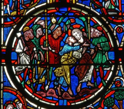 Tutku: Judas ihanetini tasvir eden bir pencereden detay by French School