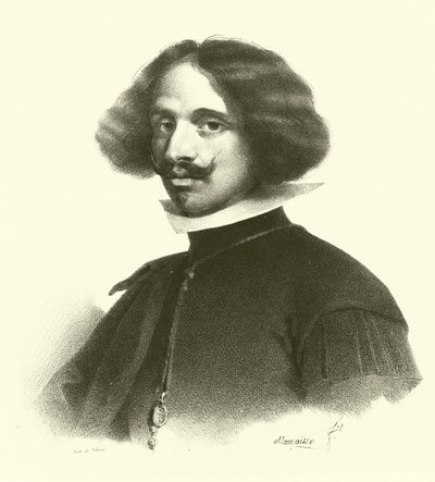Diego Rodriguez de Silva y Velazquez, portre (gravür) by French School