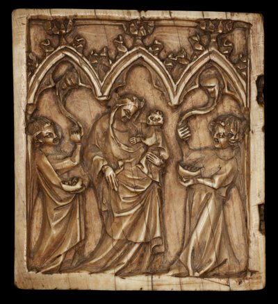 Bakire ve Çocuk ve iki melek ile iki parçalı panel, 1375-1400 by French School