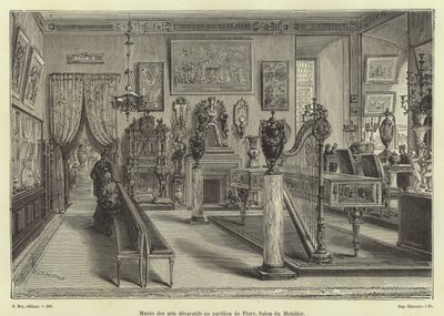 Oturma odası mobilyalarının sergilenmesi, Pavillon de Flore, Louvre Sarayı, Paris by French School