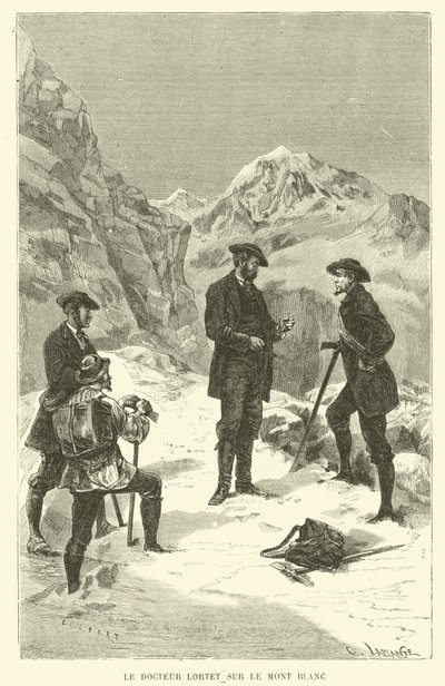 Mont Blanc üzerinde Doktor Lortet (gravür) by French School