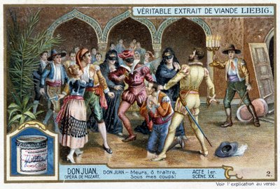 Don Juan: Perde I, Sahne XX, Don Juan maskeli baloda - chromo Liebig by French School