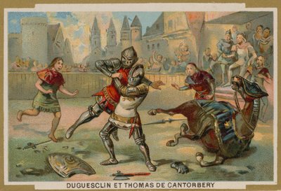 Bertrand du Guesclin ve Thomas of Canterbury, Dinan, Brittany, 1357 arasındaki düello by French School