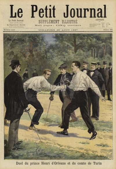 Orleans Prensi Henri ile Torino Kontu arasındaki düello, Vaucresson, Fransa, 1897 by French School