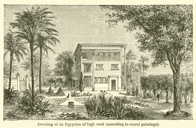 Duvar resimlerine göre yüksek rütbeli bir Mısırlının ikametgahı (gravür) by French School