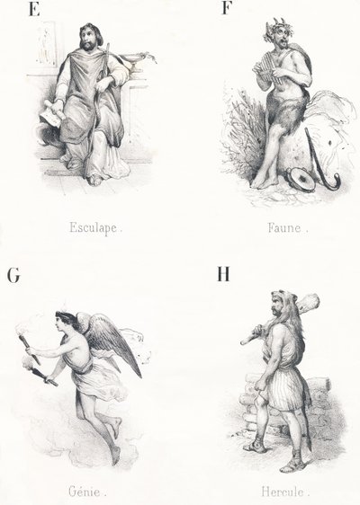 EFG H: Aesculapius, Fauna, Genie, Herkül by French School