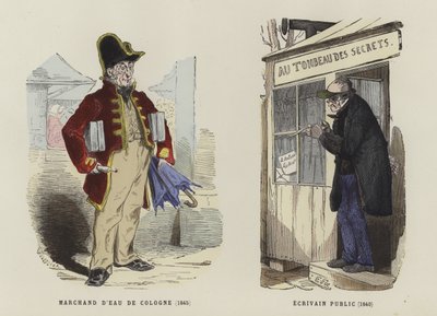Eau de Cologne satıcısı, 1845 ve kamu yazarı, 1840 by French School