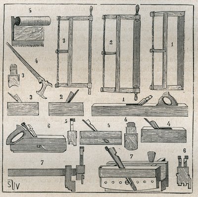 Ebenisterie: olağan aletler, testereler ve planya. Adolphe BITARD