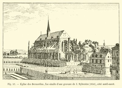 Eglise des Bernardins, I Sylvestre tarafından yapılan bir gravürün tıpkıbasımı, 1650, kuzeybatı sahili by French School