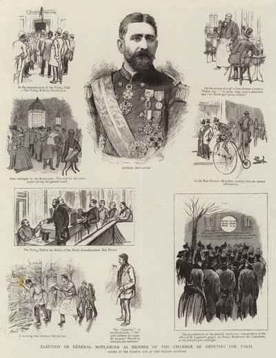 General Boulanger'ın Paris Temsilciler Meclisi Üyesi olarak seçilmesi (gravür) by French School