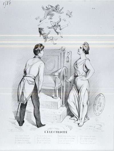 Elektrik, 1848 devriminin karikatürü by French School