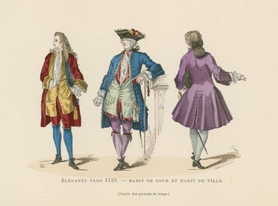 Zarif Fransız erkek modası, c1729 by French School