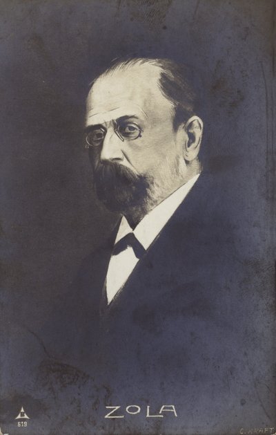 Emile Zola (1840-1902), Fransız romancı, gazeteci ve oyun yazarı (lito) by French School