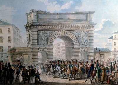 03/31/1814 Kral Louis XVIII (1755-1824) geçit töreninde Porte Saint Martin tarafından Paris