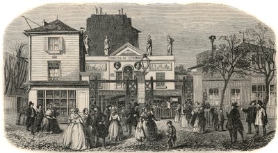 19. yüzyılda Bobino adlı Lüksemburg tiyatrosunun girişi - Edmond Texier tarafından "" Tableau-de-Paris" de gravür 1852 by French School