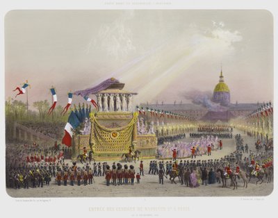 Entree Des Cendres De Napoleon 1er A Paris, Le 15 Decembre 1840 (renkli taş baskı) by French School