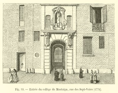 Montaigu kolejine giriş, rue des Sept-Voies, 1779 by French School