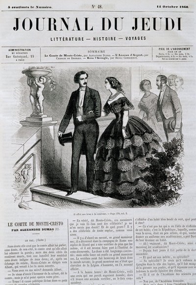 Monte Cristo Kontu (Monte Cristo) roman serisinin bölümü - 14/10/1860 tarihli “Le Journal du Jeudi”de by French School