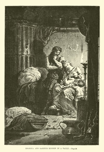 Bir kasada saklanmış Eponina ve Sabinus by French School