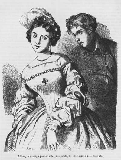 Etienne Lousteau bir aktrisle konuşuyor, Honore de Balzac