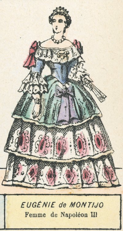 Eugenie de Montijo, Femme de Napoleon III (renkli gravür) by French School