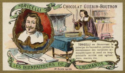 Evangelista Torricelli, İtalyan fizikçi ve matematikçi (chromolitho) by French School