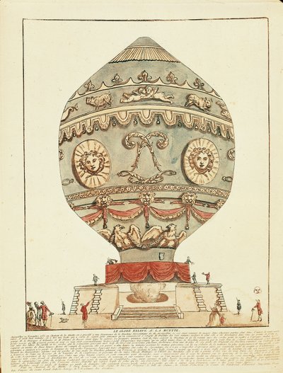 Montgolfier kardeşlerin sıcak hava balonu ile La Muette Kalesi