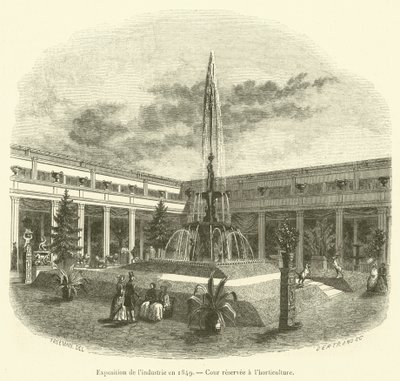 1849'da sanayi sergisi, bahçecilik için ayrılmış avlu (gravür) by French School