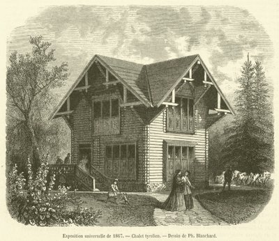 1867 Evrensel Sergisi, Tirol Dağ Evi (gravür) by French School