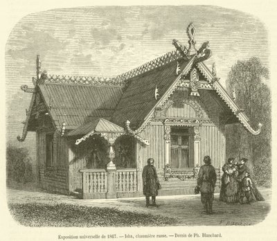 1867 Evrensel Sergisi, Isba, Rus yazlık (gravür) by French School