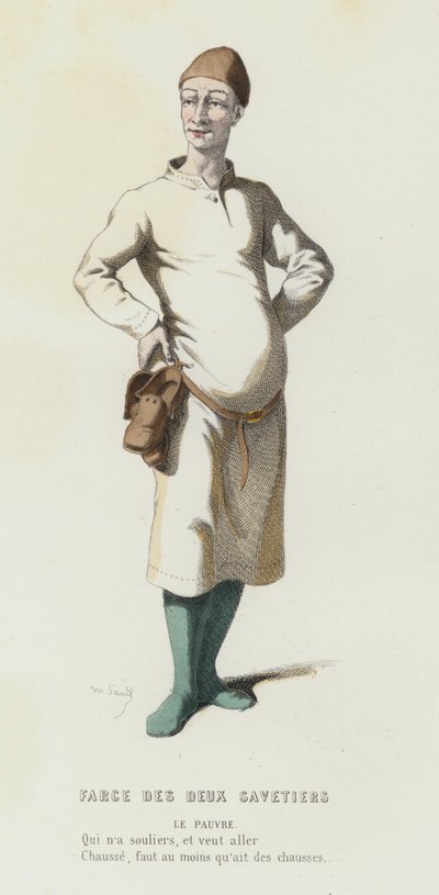 Farce Des Deux Savetiers (renkli gravür) by French School