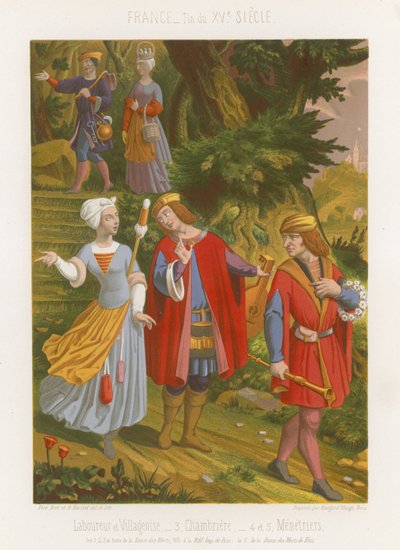 Çiftçi ve köylü, oda hizmetçisi ve müzisyenler by French School