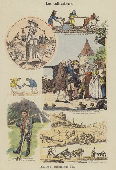 Çiftçiler (renkli lito) by French School