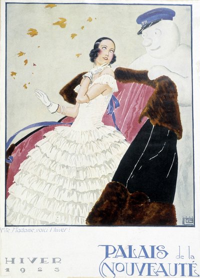 Moda: 1925 kürk reklamı (Palais de la Nouveaute) (litografi) by French School