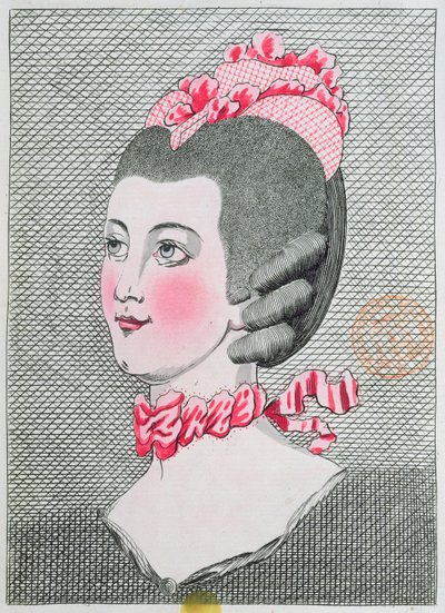 Paris 1767'de yayınlanan Sieur Legros tarafından LArt de la Coiffure de Dames'dan moda plaka by French School