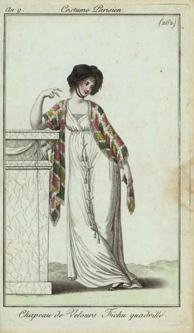 Bir şöminenin üzerine eğilerek şık kadın by French School