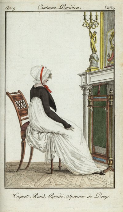 Şöminenin önünde oturan şık kadın by French School