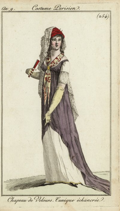 Bir fan ile şık kadın by French School