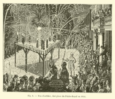 Havai fişek gösterisi, Place du Palais-Royal 1644 by French School