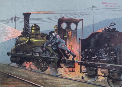 Jacques Lantier (1840-70) ve Pecqueux arasındaki trende kavga, Le Lison, Emila Zola
