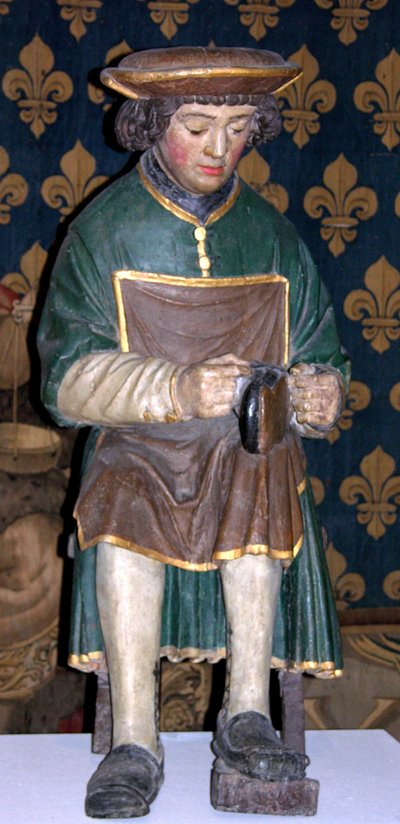 Aziz Crispin figürü (çok renkli ahşap) by French School