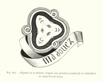 Saint-Pol-de-Leon katedralindeki bir duvar resminden sonra Trinity figürleri (gravür) by French School
