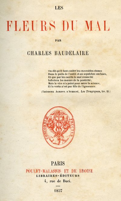 Charles Baudelaire'in The Flowers of Evil'in ilk baskısı by French School
